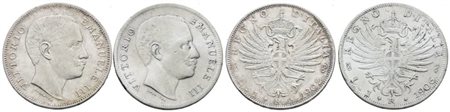 REGNO D'ITALIA. Vittorio Emanuele III (1900-1943). Lotto di 2 monete da 1 lira 1902-1906 "Aquila sabauda". Ag; Conservazioni varie
