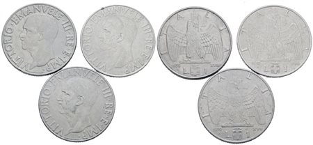 REGNO D'ITALIA. Vittorio Emanuele III (1900-1943). Lotto di 3 monete da 1 lira "Impero". Ac; Date e conservazioni varie