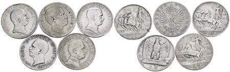 REGNO D'ITALIA. Vittorio Emanuele III (1900-1943). Lotto di 4 monete da 1 lira. Ag; Date e conservazioni varie