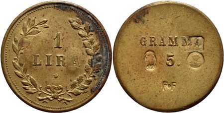 SAVOIA - Peso monetale Lira Ø: 21 mm. - (BR g. 4,99) RR Borz. manca Contromarche. SPL+