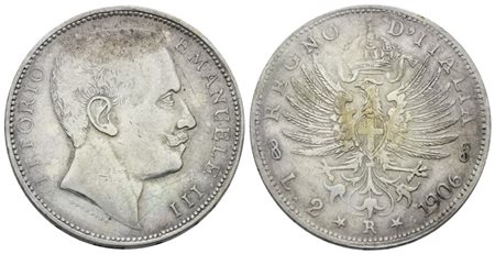 REGNO D'ITALIA. Vittorio Emanuele III (1900-1943). 2 lire 1906 "Aquila sabauda". Interessante falso d'epoca. 10gr; Gig. 93; BB