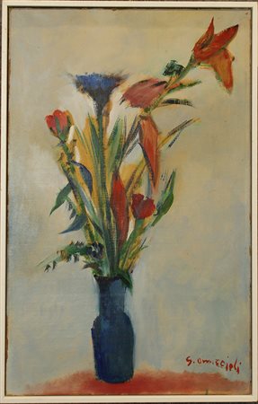GIOVANNI OMICCIOLI, "Vaso di fiori", 1956