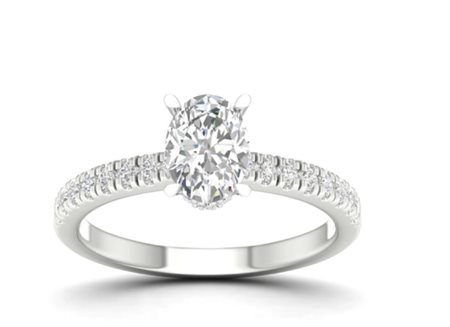 ANELLO CON DIAMANTE LABGROWN A OVALE E PAVE' LATERALE - 484 LG 