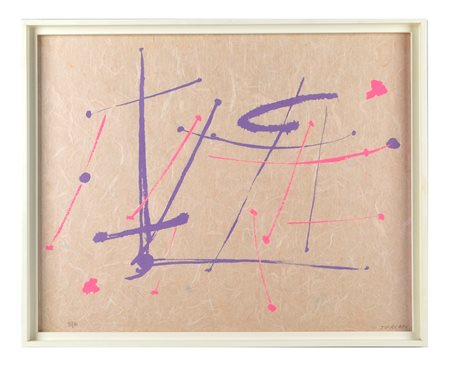 Giulio Turcato (Mantova, 1912 - Roma, 1995) 
"Senza titolo" 
Litografia a colori carta japon  Cm 50x64