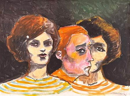 Mino Maccari (Siena, 24/11/1898 - Roma, 16/06/1989) 
"Il timido" 
Tecnica mista su tavola. Cm 42,5x57,5