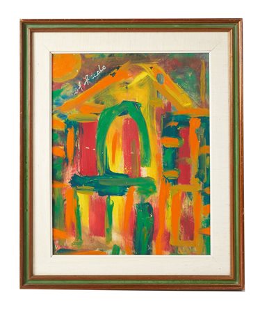 Silvio Loffredo (Parigi, 1920 - Trebiano, 2013) 
"Senza titolo" 
Olio su faesite Cm 45x35,5