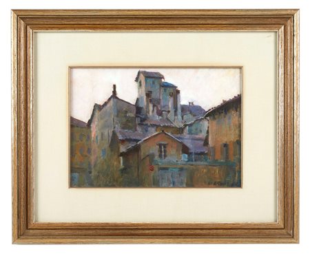 Arnaldo Gentili (Bologna, 1890 - Bologna, 1988) 
"Vicolo dell'oro (Porta Castiglione)" 1964
Olio su tavola  Cm 20x28