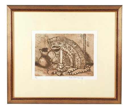 Fred Pittino (Dogna, 1906 - Udine, 19/03/1991) 
 "Natura morta" 1978
Acquaforte Cm lastra: 25x34,5