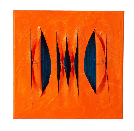 Salemi Calogero (1966 - ) 
 "Squarci di celeste" 2025
Tecnica mista su tela Cm 30x30