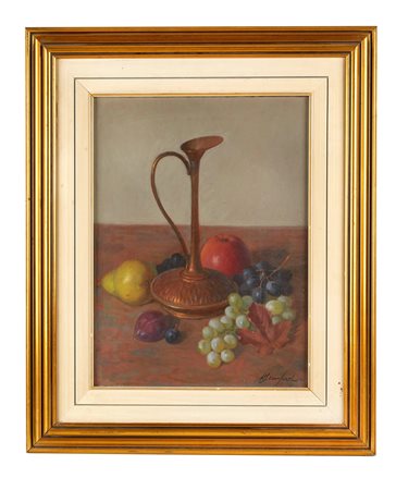 Bruno Semprebon (Modena, 1906 - Modena, 1995) 
"Natura morta" 
Olio su faesite Cm 40x30