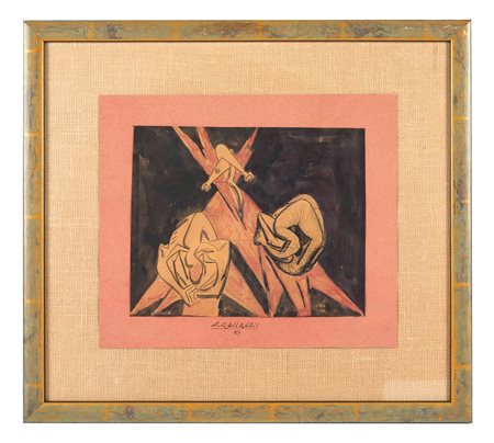 Andrea Raccagni (Imola, 1921 - Imola, 2005) 
"Senza titolo" 1951
 Tecnica mista su carta 