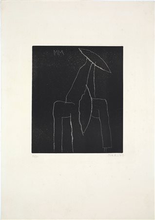 Marino Marini (Pistoia, 27/02/1901 - Viareggio, 06/08/1980) 
"Senza titolo" 
Litografia a colori su carta Cm 50x35