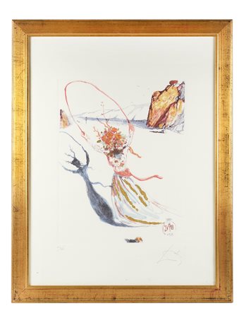 Salvador Dalì (Figueres, 11/05/1904 - Figueres, 23/01/1989) 
"Transcendant Passage (Arches Girl; Daphne II)" 1979
 Cm foglio: 80x60