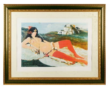 Salvatore Fiume (Comiso, 23/10/1915 - Milano, 03/06/1997) 
"La ragazza di Fiumefreddo" 
Serigrafia a 8 colori su carta filigranata Cm 60x80