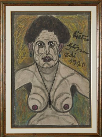 Pietro Ghizzardi (Viadana, 1906 - Boretto, 1986) 
"Modella" 
Tecnica mista su cartone vecchio Cm 79x55