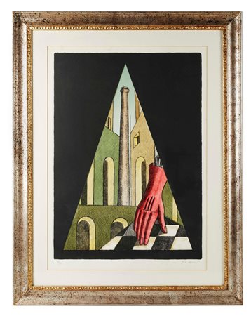 Giorgio De Chirico (Volo, 10/07/1888 - Roma, 20/11/1978) 
"Il guanto" 1975
Litografia a 8 colori su carta  Cm 75x55