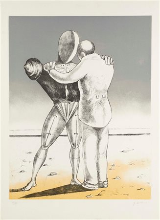 Giorgio De Chirico (Volo, 10/07/1888 - Roma, 20/11/1978) 
“Il ritorno del figliol prodigo" 1974
 Acquaforte a colori su carta Cm 70x50