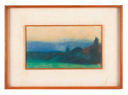 Dino Boschi (Bologna, 30/07/1923 - Bologna, 20/09/2015) 
"Tramonto a Pianoro" 
Tecnica mista su carta Cm 22,5x40
