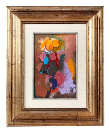 Eugenio Pardini (Viareggio, 1912 - Viareggio, 2003) 
"Fiori esotici" 
Olio su cartone Cm 30x20