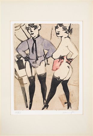 Alberto Manfredi (Reggio Emilia, 29/02/1930 - Reggio Emilia, 14/02/2001) 
"Senza titolo" 
Litografia a colori su carta Cm 23.5 x 18