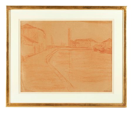 Gabriella Orefice (Padova, 1893 - Venezia, 1980) 
"Paesaggio lagunare",  1922
Sanguigna su carta Cm 30x38