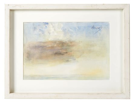 Maceo Casadei (Forlì, 1899 - Forlì, 1992) 
"Nubi sul mare calmo" 
 Acquerello su carta Cm 22x32