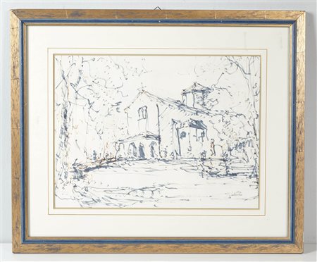 Mario Lattes (Torino, 1923 - Torino, 2001) 
"Senza titolo" 
Tecnica mista su carta Cm 28,5x39