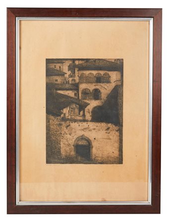 Leo Masinelli (Modena, 1983 - Modena, 1983) 
"Vecchie case" 1931
Litografia a colori su carta Cm 65x47