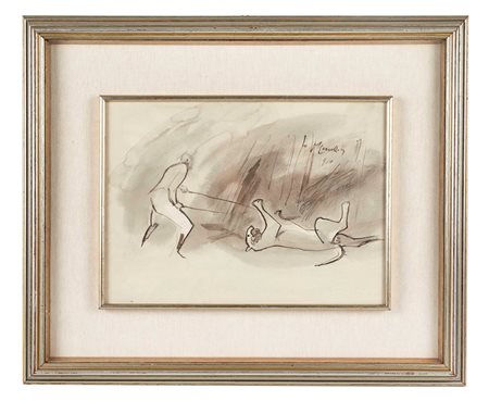 Alessandro Cervellati (Bertinoro, 08/03/1892 - Bologna, 29/12/1974) 
"Senza titolo" 
Acquerello su carta Cm 23,5x32,5; 23,5x18,5; 27x24