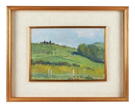 Dino Boschi (Bologna, 30/07/1923 - Bologna, 20/09/2015) 
“Paesaggio” 
Olio su cartone telato Cm 30,5x44