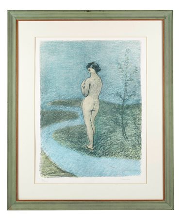 Francesco Messina (Linguaglossa, 15/12/1900 - Milano, 13/09/1995) 
"Nudo femminile" 
Litografia a colori su carta Cm lastra: 60x45