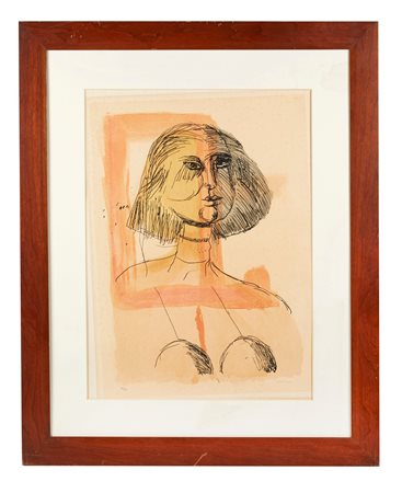 Bruno Cassinari (Piacenza, 29/10/1912 - Milano, 26/03/1992) 
 "Senza titolo" 
Litografia a colori su carta Cm lastra: 60x43