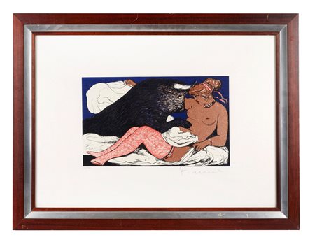 Salvatore Fiume (Comiso, 23/10/1915 - Milano, 03/06/1997) 
"Odalisca" 
Litografia a colori su carta Cm 50x70