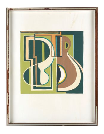 Mario Radice (Como, 1898 - Como, 1987) 
"Composizione" 
Litografia a colori su carta Cm 65x50