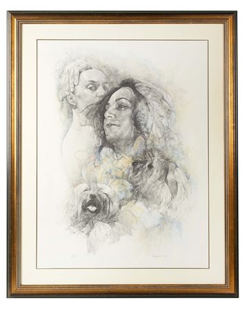 Renzo Vespignani (Roma, 19/02/1924 - Roma, 26/04/2001) 
"Senza titolo" 1982
Litografia a colori su carta Cm 69x52