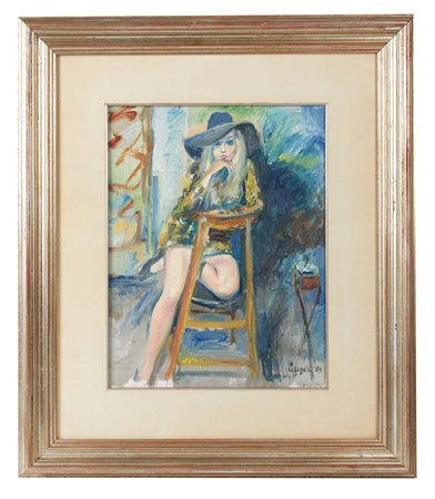 Lorenzo Ceregato (Lonigo, 1933 - Bologna, 2020) 
"Ragazza" 1969
Olio su tela Cm 44x34