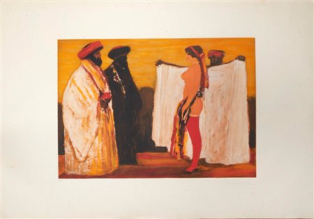 Salvatore Fiume (Comiso, 23/10/1915 - Milano, 03/06/1997) 
"Senza titolo" 
Litografia a colori su carta Cm 50x70