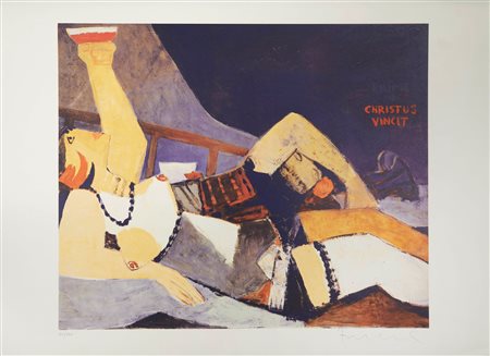 Salvatore Fiume (Comiso, 23/10/1915 - Milano, 03/06/1997) 
"Christus Vincit" 
Litografia a colori su carta Cm 60x80