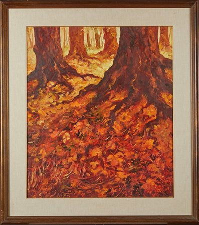 Vittorio Strano (Savignano sul Rubicone, 1936 - ) 
"Sottobosco" 
Olio su tela Cm 70x60