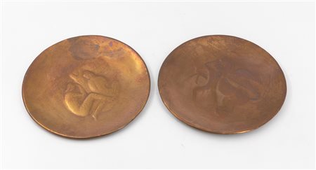 COSTANTE COTER (1899-1972) - Lotto unico di 2 piatti in rame
