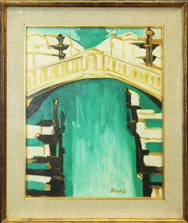 REMO BRINDISI, "Venezia, Ponte di Rialto", anni '80