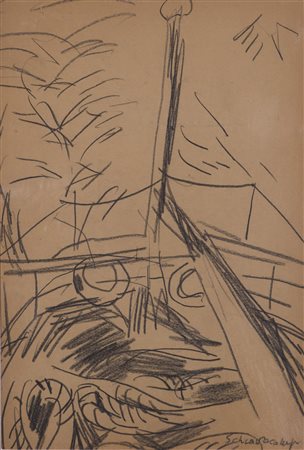 PAOLO SCHIAVOCAMPO (1924)Senza Titolo Carboncino su cartaCm 36x24Firma in...