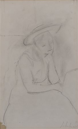 ALDO SALVADORI (1905-2002)Modella in posa, 1951 Tecnica mista su cartaCm...