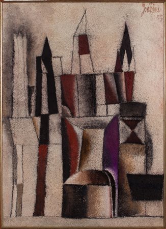 FRANCO GENTILINI (1909-1981)Piazza Berenguer El Grande, 1957 Olio su tela...