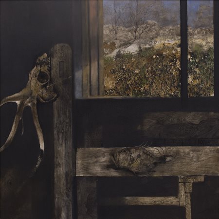 GIUSEPPE BANCHIERI (1927-1994)Ambiente e finestra, 1979 Olio su telaCm...