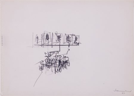 EMILIO SCANAVINO (1922-1986)Senza Titolo, 1960 Matita grassa su cartaCm...