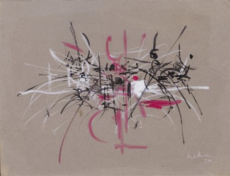 GEORGE MATHIEU (1921-2012)Senza Titolo, 1954 Pastello e inchiostro su carta a...