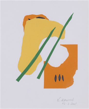 KENJIRO AZUMA (1926)Senza titolo, 2001 Tecnica mista e collage su cartaCm...