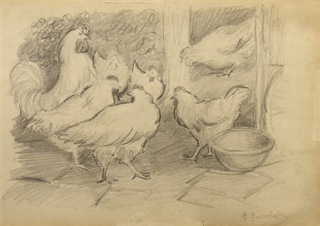 GUARLOTTI GIOVANNI (1869 - 1954) - SENZA TITOLO (GALLINE).
