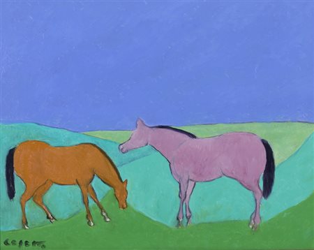 CESETTI GIUSEPPE (1902 - 1990) - DUE CAVALLI.